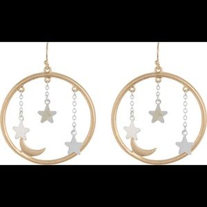 Areastars Two-Tone Celestial Circle Drop Earrings